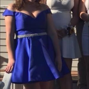 Royal blue dress with corset lace up in back